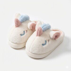 Women's Cute Unicorn Slippers - Fuzzy Plush House Shoes with Anti-Slip Sole
